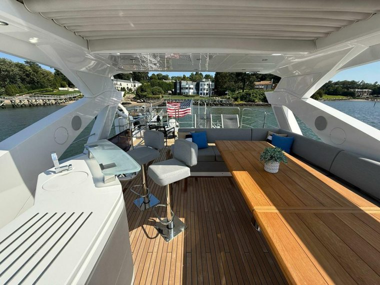 Upper-deck dining — Moonlight, Sunseeker 76